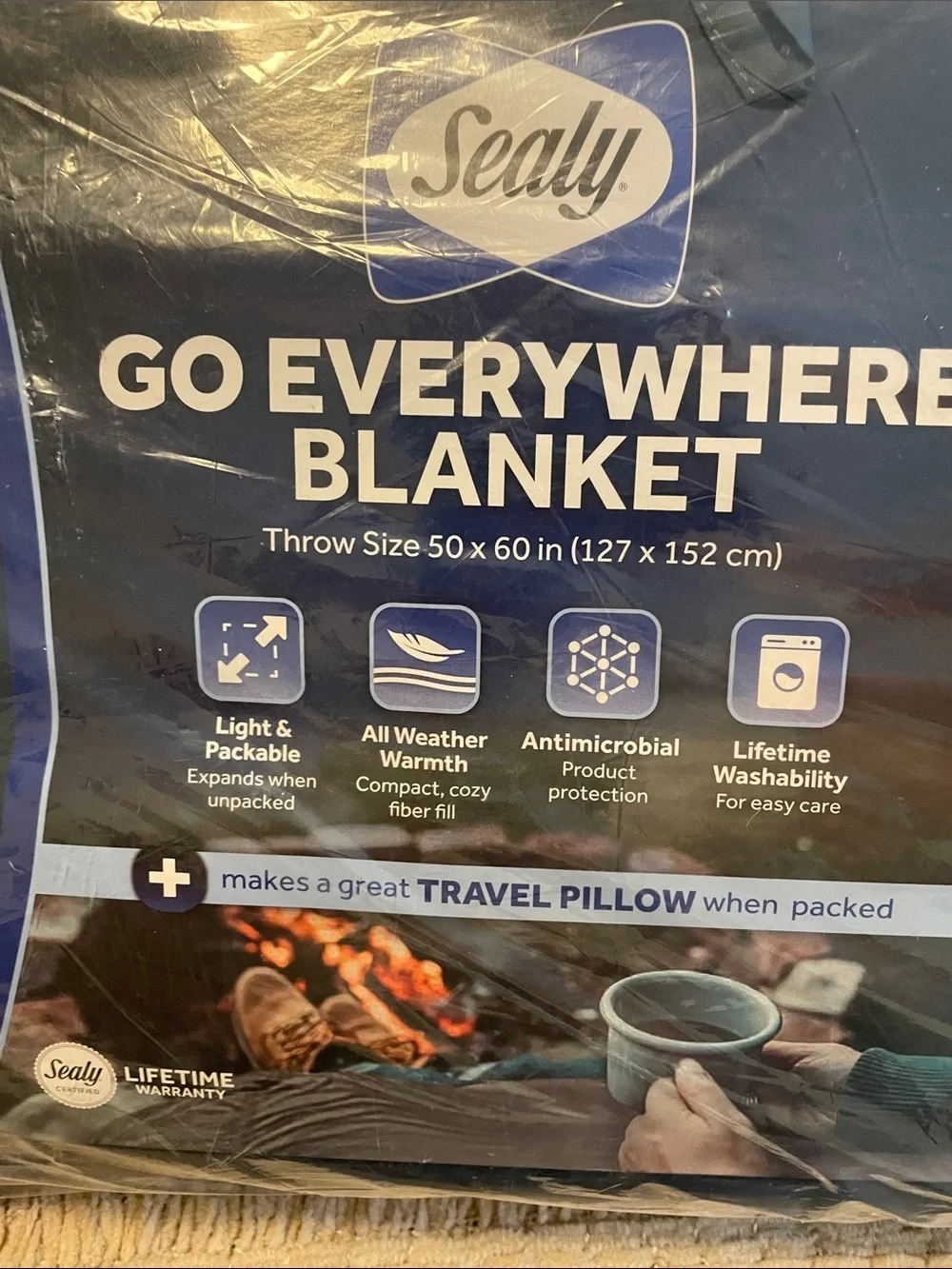 Sealy Go Everywhere Throw Blanket - Navy Blue